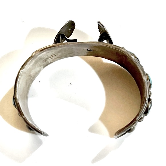 🦋Old Pawn Vintage Navajo Lone Mountain Turquoise Sterling Silver Watch Cuff - Picture 4 of 7